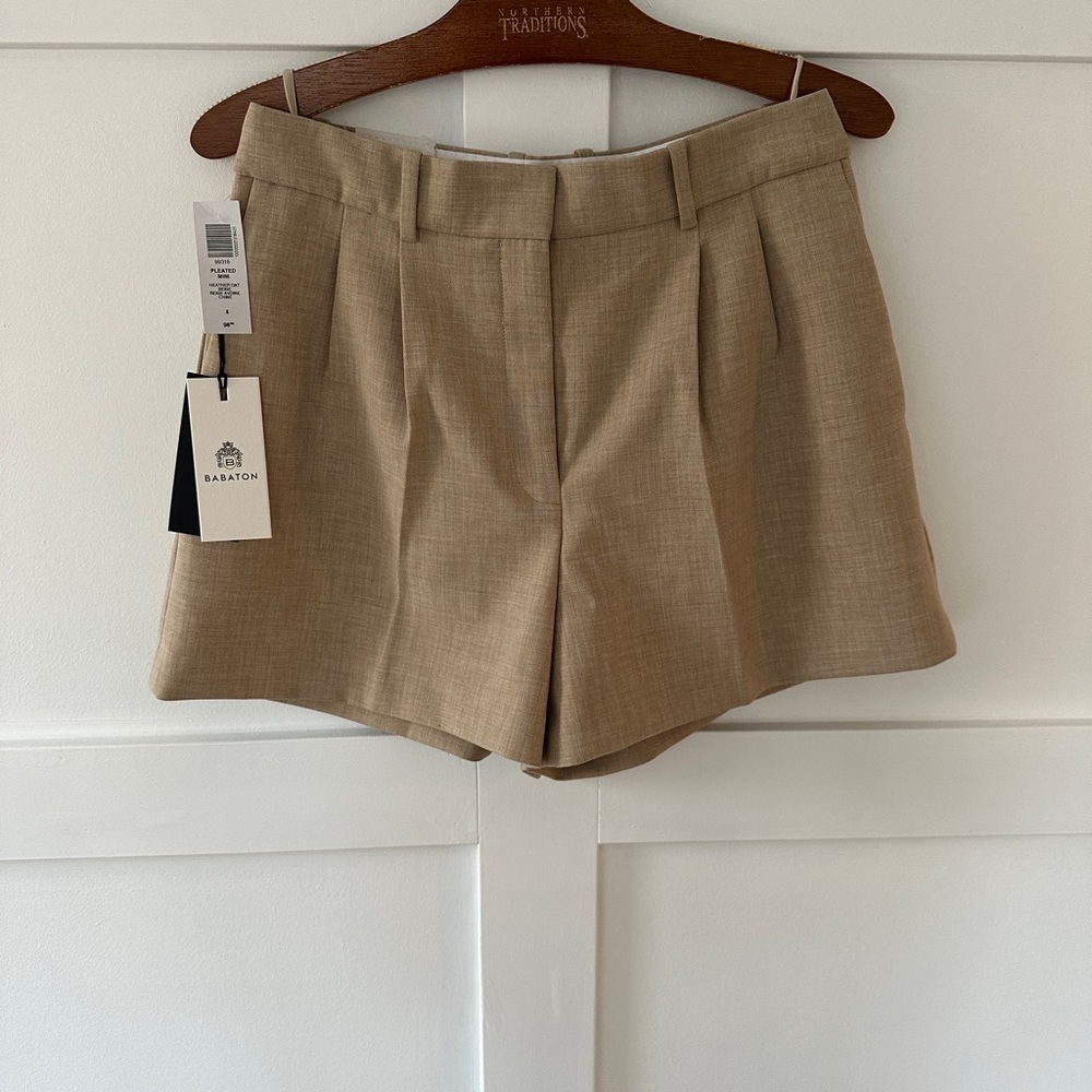 Babaton Tan Tailored Pleat Front Women's Shorts